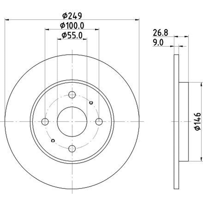 Mintex 2 x Solid Rear Brake Discs MDC3225C