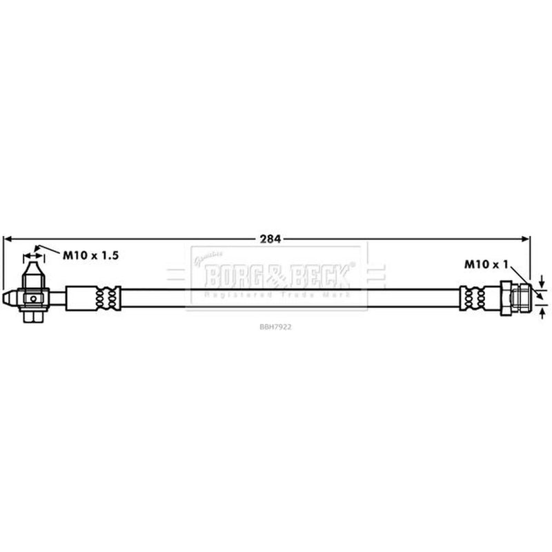 Borg & Beck Brake Hydraulic Hose Line Rear Left BBH7922