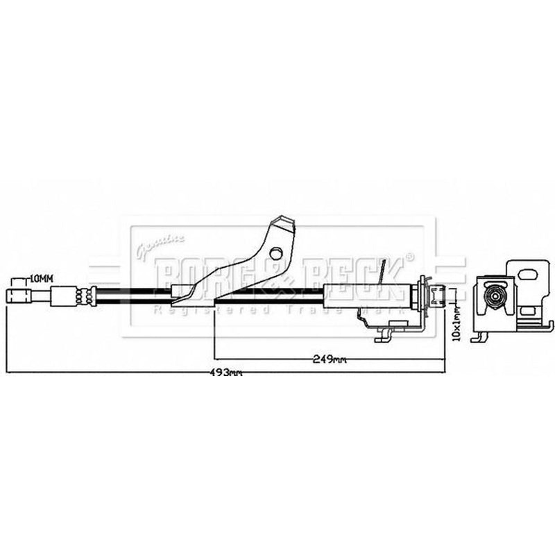 Borg & Beck Brake Hydraulic Hose Line Front Left BBH7972