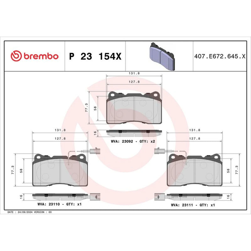 Brembo Front Brake Pad Set P23154X