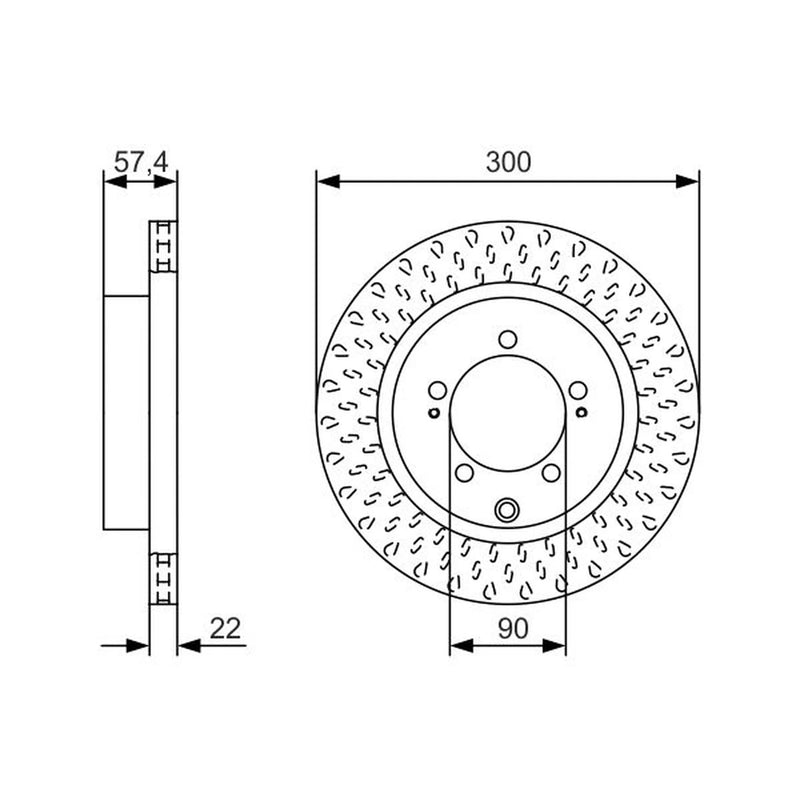 Bosch 2 x Vented Rear Brake Discs 0 986 479 T33