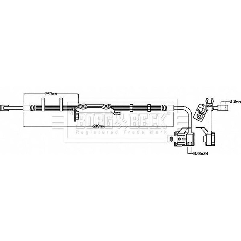 Borg & Beck Brake Hydraulic Hose Line Front Right BBH8644
