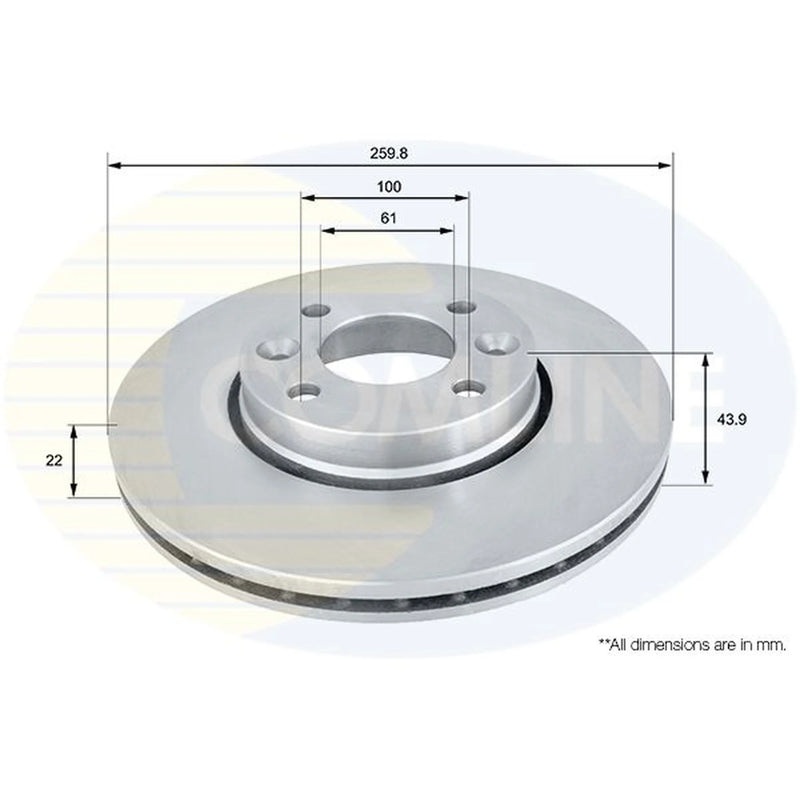 Comline 2 x Internally Vented Front Brake Discs ADC0266V