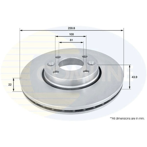 Comline 2 x Internally Vented Front Brake Discs ADC0266V