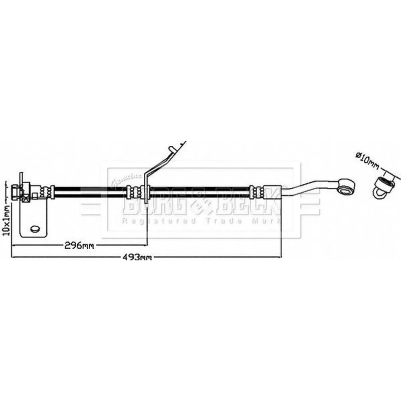 Borg & Beck Brake Hydraulic Hose Line Front Left BBH8521