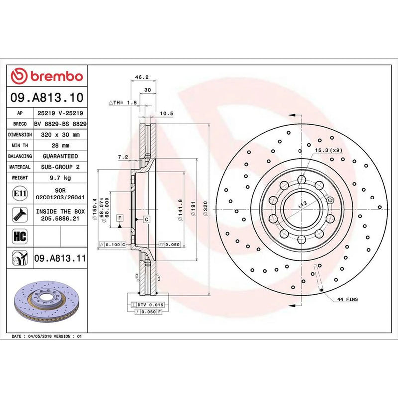 Brembo 2 x / Front Brake Discs 09.A813.11