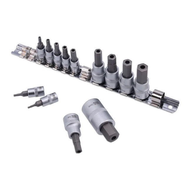 Laser Tools Security Hex Socket Bit Set 1/4"D, 3/8"D, 1/2"D 13pc - PL