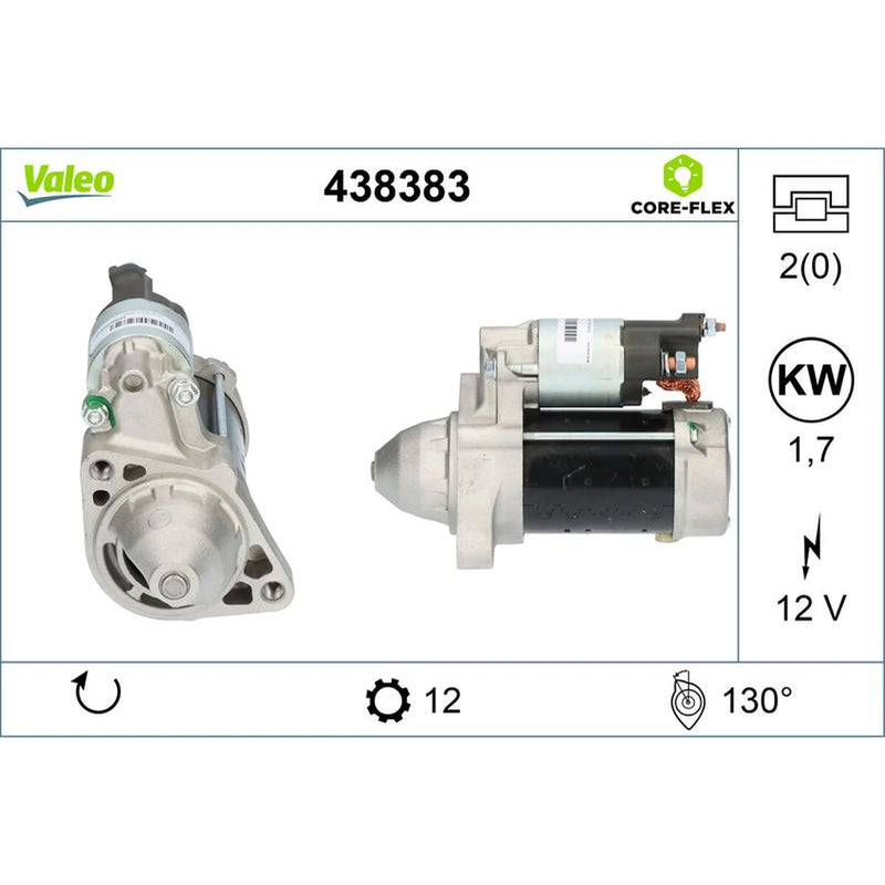 Valeo Starter Motor 12V 1.7kW 12 Teeth 438383