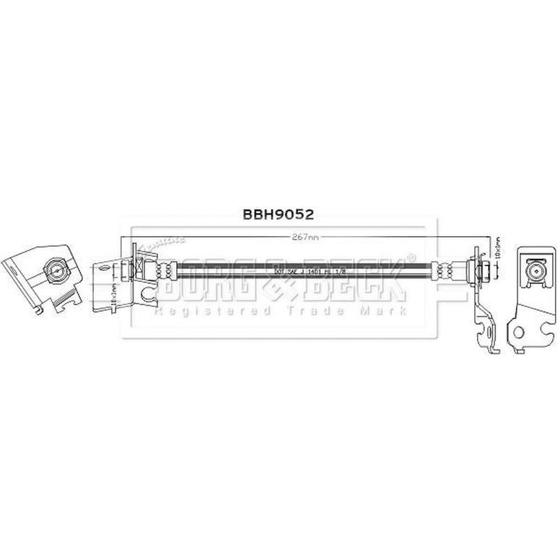 Borg & Beck Brake Hydraulic Hose Line Rear Left BBH9052