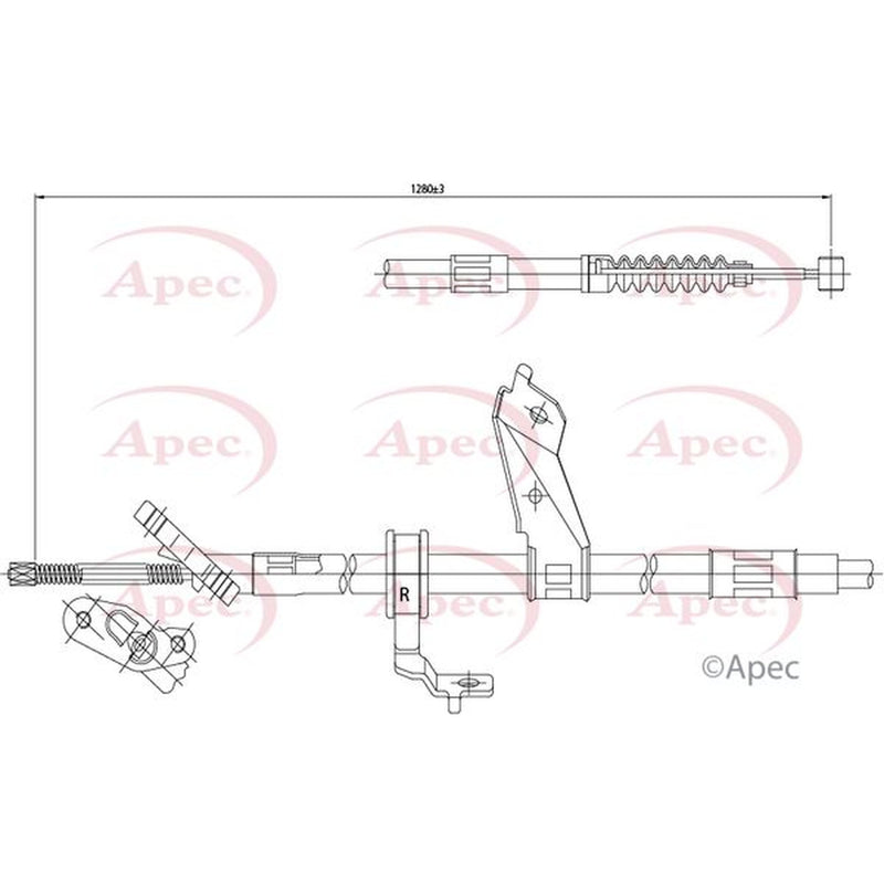 Apec Handbrake Cable Right Rear CAB1438