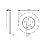 Bosch 2 x Vented Brake Discs 0 986 479 S83