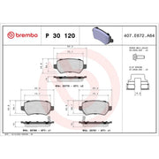 Brembo 4 x Rear Brake Pad Set P30120