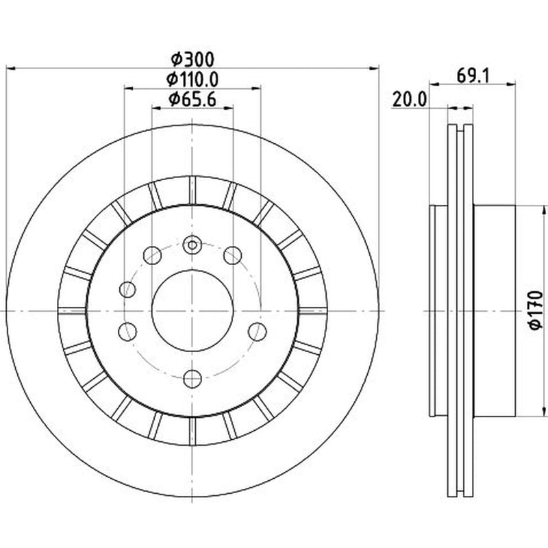 Mintex 2 x Externally Vented Rear Brake Discs MDC1841