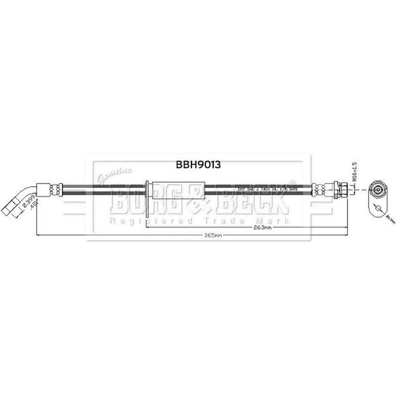Borg & Beck Brake Hydraulic Hose Line Rear Left BBH9013