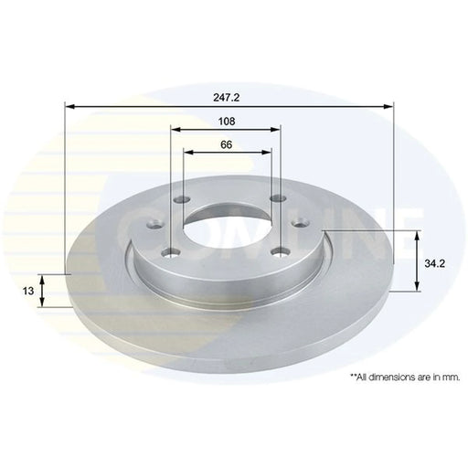 Comline 2 x Solid Front Brake Discs ADC1508