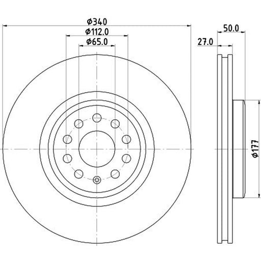 DON 2 x Internally Vented Front Brake Discs PCD22391