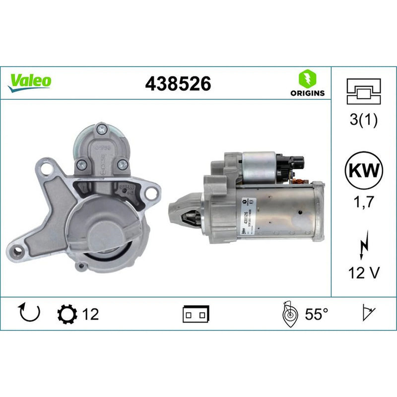 Valeo Starter Motor 12V 1.7kW 12 Teeth 438526