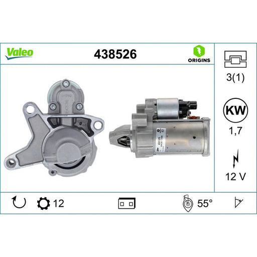 Valeo Starter Motor 12V 1.7kW 12 Teeth 438526