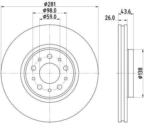 MINTEX Brake Disc Front Internally Vented 281mm Outer Diameter Fits Fiat Tipo MINTEX - Town Parts