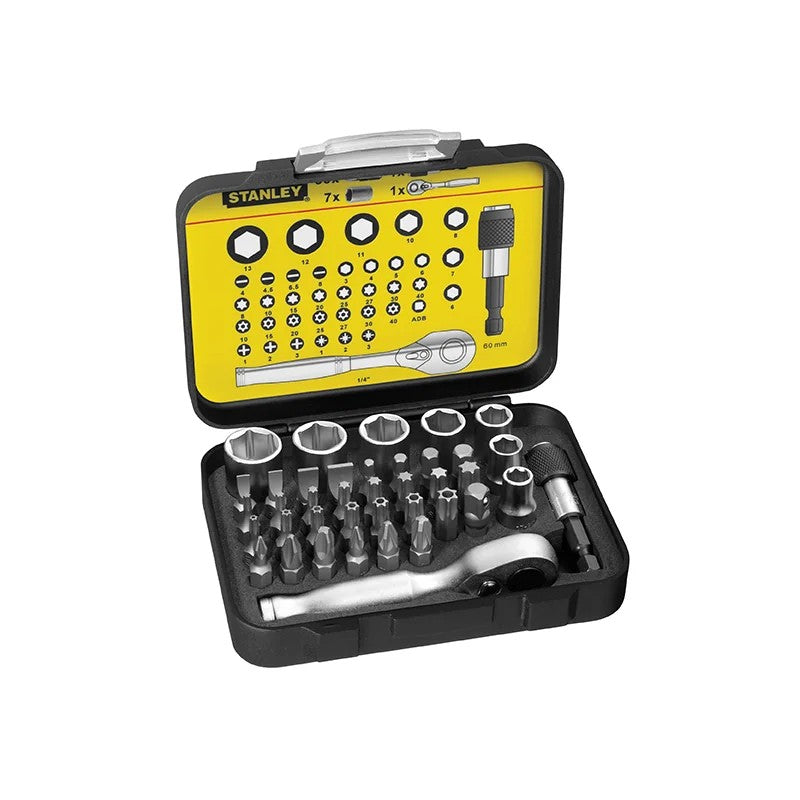 STANLEY® Hand Tools 1/4in Drive Ratchet, Bit & Socket Set, 39 Piece - 1-13-906