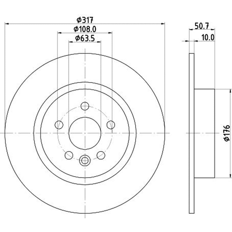 DON 2 x Solid Rear Brake Discs PCD17552