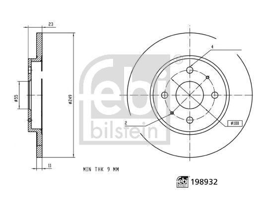 Febi 2 x Brake Disc Set Solid Rear