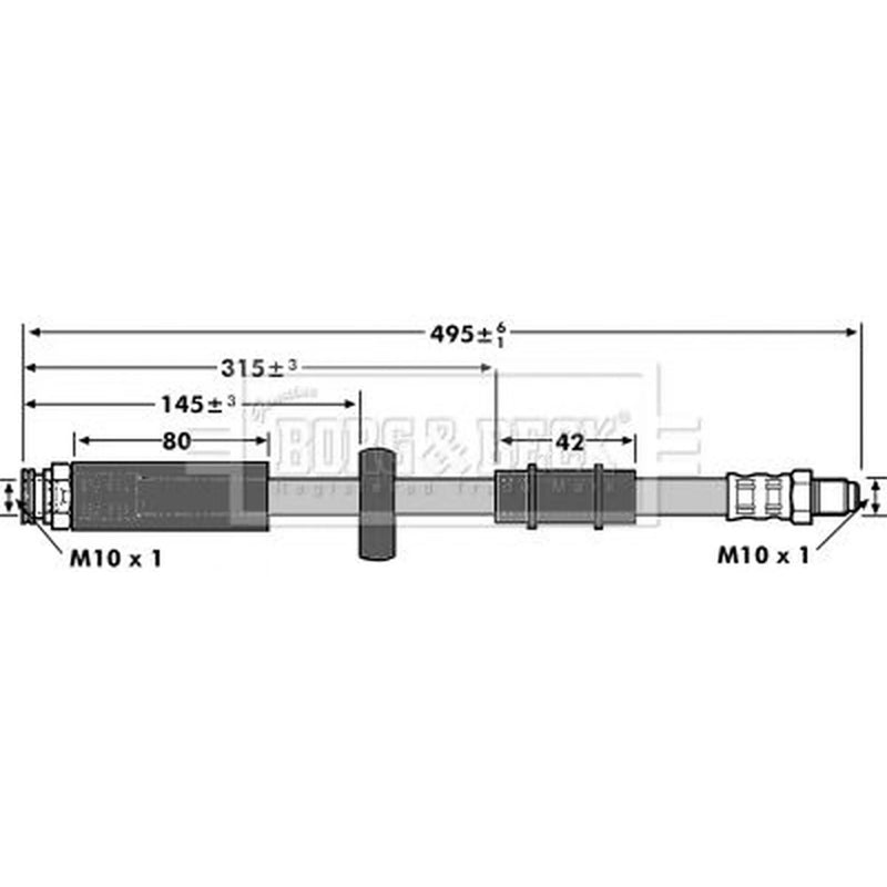 Borg & Beck Brake Hydraulic Hose Line Left BBH6909