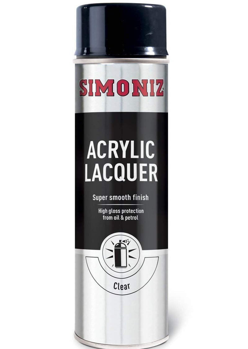 Simoniz Clear Acrylic Lacquer Spray Paint 500ml - High Gloss Finish