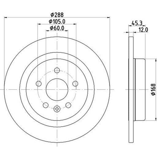 DON 2 x Solid Rear Brake Discs PCD22782