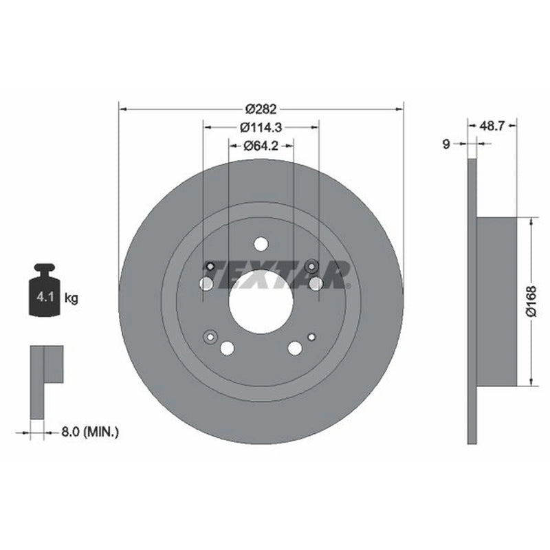 Textar 2 x Solid Rear Brake Discs 92204300