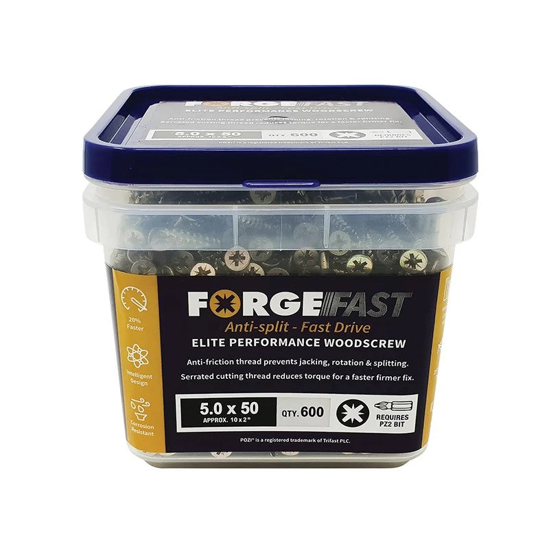 ForgeFix ForgeFast Pozi Compatible Elite Performance Wood Screw ZY 5.0 x 50mm