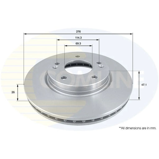 Comline 2 x Front Brake Discs ADC1031V