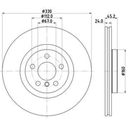 DON 2 x Internally Vented Front Brake Discs PCD23242