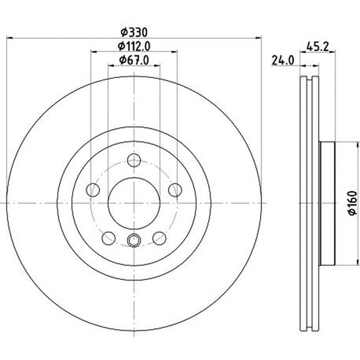 DON 2 x Internally Vented Front Brake Discs PCD23242