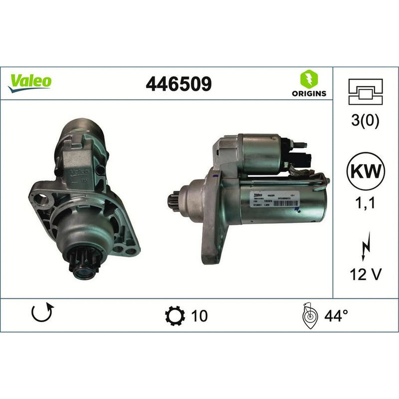 Valeo Starter Motor 12V 1.1kW 10 Teeth 446509