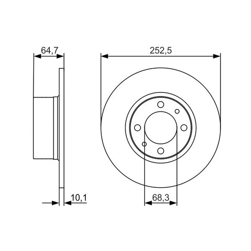 Bosch 2 x Solid Front Brake Discs 0 986 479 988