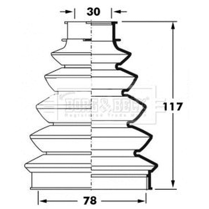 Borg & Beck Drive Shaft Bellow Kit Front Right Thermoplast BCB6070
