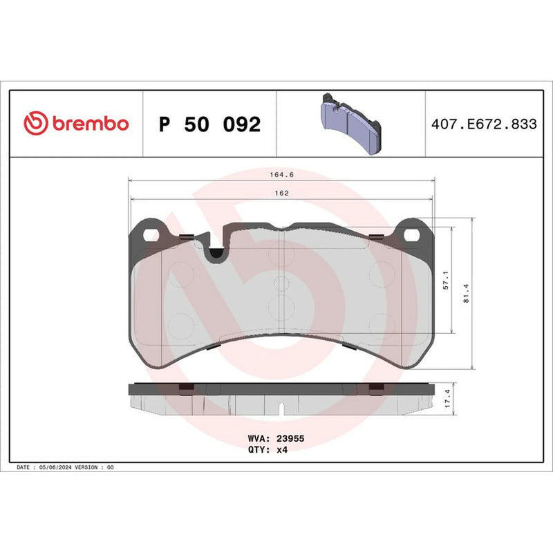 Brembo 4 x Front Brake Pad Set P50092