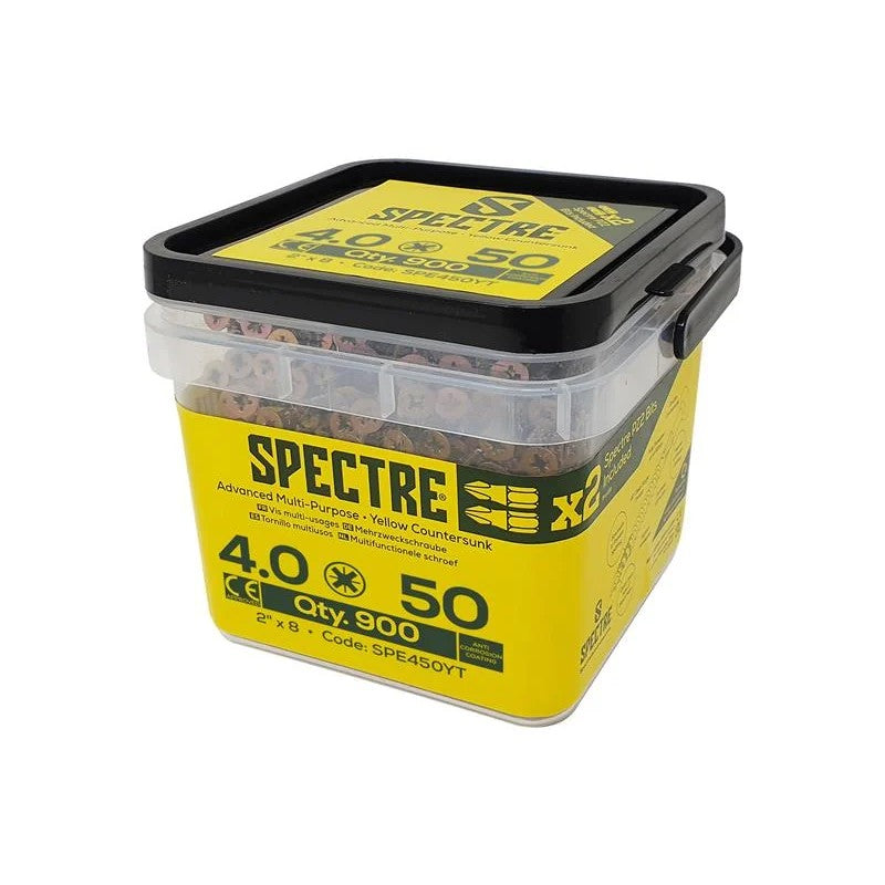 ForgeFix Spectre™ PZ Compatible Wood Screw CSK ZYP 4.0 x 50mm Tub 900 - SPE450YT
