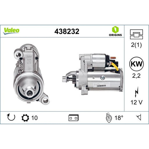 Valeo Starter Motor 12V 2.2kW 10 Teeth 438232