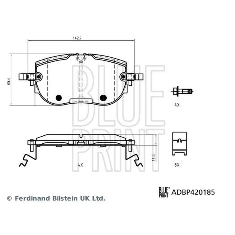 Blue Print Front Brake Pad Set ADBP420185