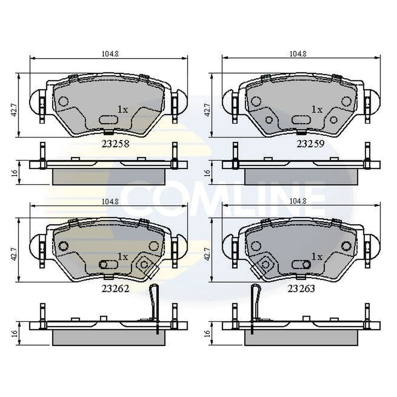 Comline 4 x Rear Brake Pad Set CBP31504