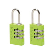 Master Lock Aluminium 3-Digit Combination 20mm Padlock Colour x 2 - 7620EURTCOL