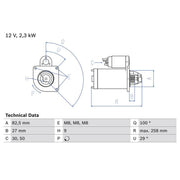 Bosch Starter Motor 12V 2.3kW 9 Teeth 0 986 018 490