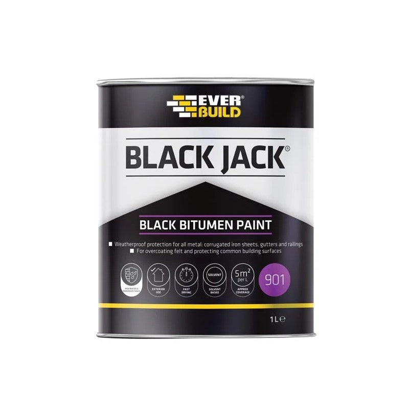 Everbuild Sika Black Jack® 901 Black Bitumen Paint 1 litre - 852657 lifting