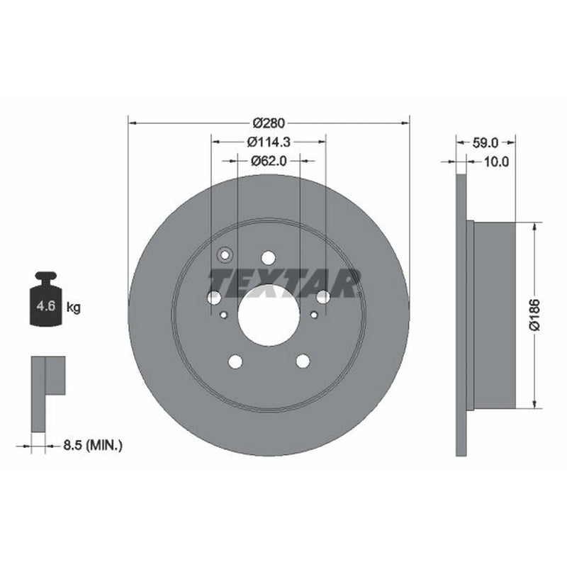 Textar 2 x Solid Rear Brake Discs 92168103