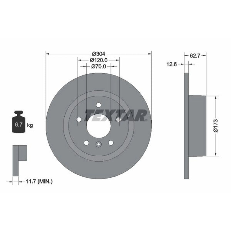 Textar 2 x Solid Rear Brake Discs 92095203