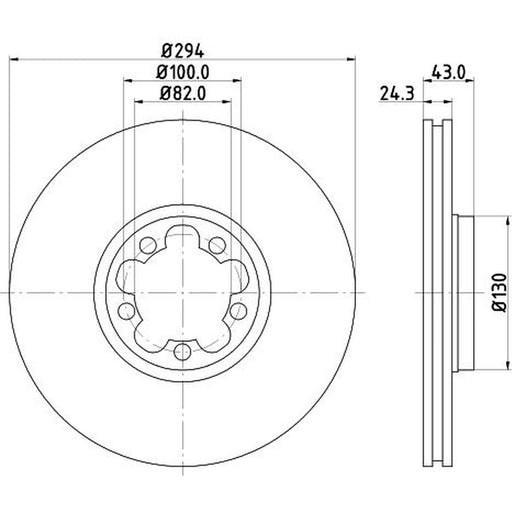 DON 2 x Internally Vented Front Brake Discs PCD18072