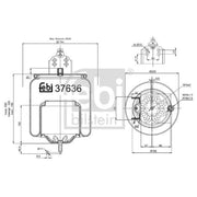Febi Air Suspension Bellow 228mm Rear Right 37636