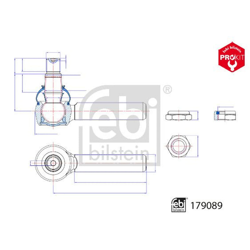 Febi Steering Tie Rod End Ball Joint Front 179089